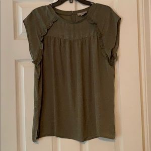 LOFT dotted top with ruffle detail